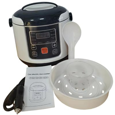 YUSSEQDD Mini olla arrocera eléctrica portátil para viajes, para cocinar gachas, cocinar arroz rápidamente, calefacción eléctrica, lonchera, olla portátil para coche, 24 V para baúles, 22x22x23cm
