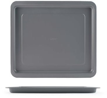 H&H Teglia Rettangolare Deli Chef 39x35 cm in Alluminio con Rivestimento Antiaderente – Teglia da Forno Grigia, Lavabile in Lavastoviglie, Ideale per Lasagne, Arrosti, Verdure e Dolci