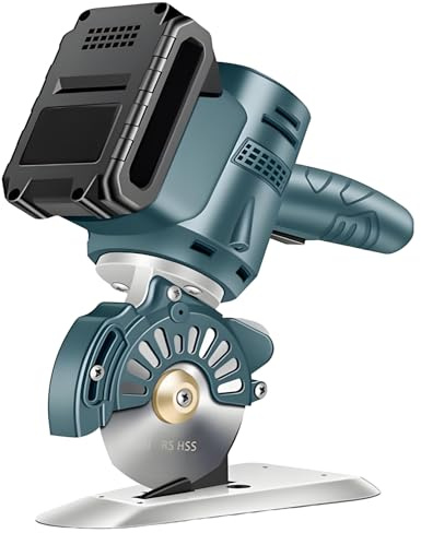 Taglierina elettrica per tessuti, forbici rotanti senza fili con protezione retrattile, taglia tessuto spesso, pelle, cartone, perfette per divano, batteria 4000 mAh