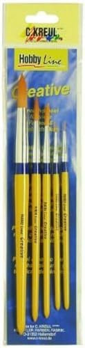 Kreul 723031 - Universalpinsel Synthetics Set, 5 Rundpinsel in den Größen 0, 2, 6, 8 und 12