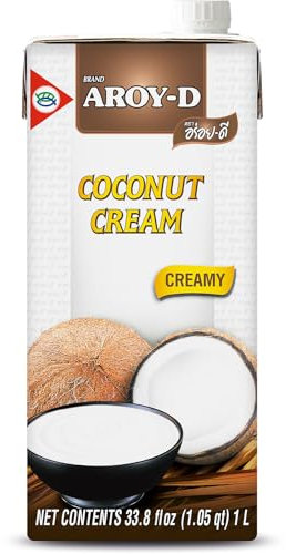 Aroy-D Kokosnusscreme – Kokoscreme zum Kochen und Backen – Ideal für Desserts, Suppen, Smoothies und Cocktails – 1 x 1 l