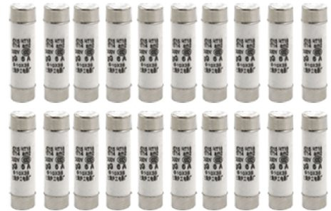sourcing map Cerámica Tubo Cilíndrico Fusible Eslabones R015 500V 6A 10 x 38mm (Bolsa de 20)