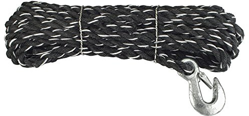 Connex DY2701351 Mehrzweckleine mit Karabinerhaken eingebunden, 14.0 mm x 10 m, gefertigt nach DIN 83332, belastbar bis 370 kg, schwarz-weiß