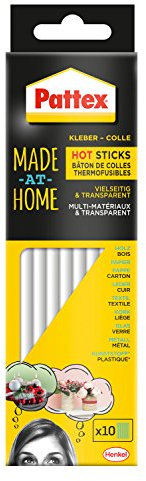 Pattex Made at Home Barras de pegamento caliente para pistola de pegamento caliente con alta transparencia, 10 barras de pegamento caliente para hacer manualidades, decorar y reparar