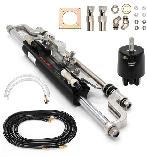Winibo ZA0350 Marine Hydraulische Außenbordlenkung für Außenborder bis 300 PS mit Helmpumpe, Kompaktzylinder, Schlauch (andere)