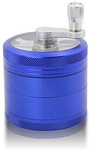 DCOU Handkurbel Premium Mühle unzerbrechlich CNC Aluminium Metall Mahler Schleifer 4 Teile Ø55mm (Blau)