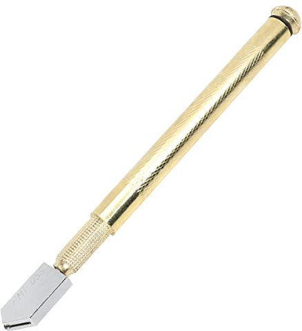 Utoolmart Metallgriff-Druckschneider, 170 mm Gesamtlänge, runder Griff, Rad, Glasschneider, professionell, robust, Bleistift-Stil, Hartmetall-Spitze für Fliesen, Spiegel, Buntglas, Schneiden, 1 Stück