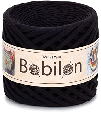 T-Shirt-Garn, Zpagetti, Bio, 7–9 mm, für Makramee & Stricken, 100% Baumwoll-Jersey, Black Passion | Knotenfreies Bändchengarn für Makramee, Weben & Wohndeko – Black Passion, ideal für Anfänger & Profis