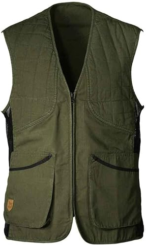 K&S Outdoors Chaleco de tiro para hombre, diseño de rombos, para zurdos y derechos, de algodón, color verde oliva, verde oliva, XL