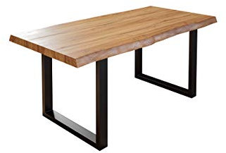 SAM Esszimmertisch 300x100 cm Utrecht, Baumkantentisch naturfarben, Akazienholz massiv, U-Gestell aus Metall schwarz
