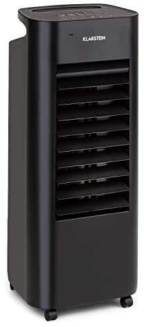 Klarstein IceWind Max - Refrigerador de aire 3 en 1 3 en 1: enfriador de aire, ventilador y humidificador, flujo de aire: 330 m³/h, 60 W, función NatureWind 4 velocidades/3 modos, color negro