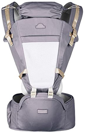 WPHH Babytrage Mit Hüftsitz, Ergonomischer Babytragetasch, Tragbares Tragetuch Für Neugeborene Bis Kleinkinder, Atmungsaktive Und Weiche Kindertrage Für Die Ganze Saison,Grau