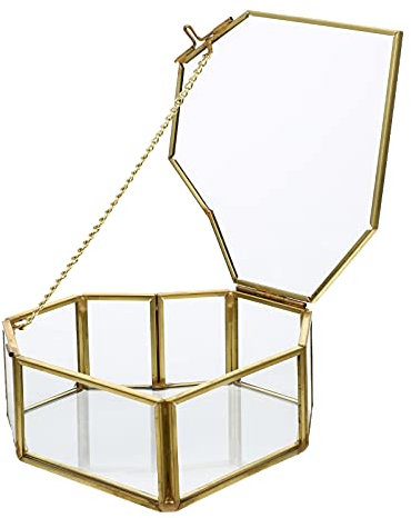 EXCEART Schmuckschatulle Glas Herz Form Schmuckdose Ringhalter Ohrringe Halskette Organizer Schmuckbox Schmuck Display Aufbewahrungsbox für Verlobung Heiratsantrag Ringe Schmuckstücke S