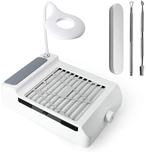 Aspiratore Unghie Aspirapolvere Professionale da Tavolo per Pedicure e Manicure con Lima per Unghie,Velocità Regolabile, con Luci a LED,Non è Necessario il Sacchetto per la Polvere