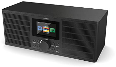Majority Radio Internet Wi-FI avec Bluetooth Spotify Player, Radio de Cuisine, Wi-FI, Radio Internet WiFi USB, AUX, écran Couleur LCD, Son stéréo, Double réveil, égaliseur, Radio sans Fil, IR, Noir
