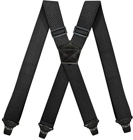 YYKSYDPT Bretelle da lavoro resistenti per uomo, compatibili con i controlli aeroportuali, larghezza 38 mm, con 4 clip in plastica, chiusura a gancio, regolabili, elastiche, pantaloni da nascondere