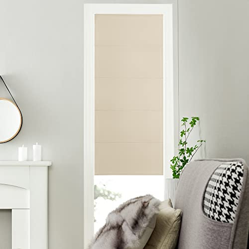 LBB Roman blinds - blackout blind with thermal insulation, child safe, easy to install home office window blinds (Natural, 100x140cm(WxH))