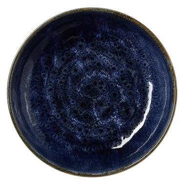WAS Germany Plato hondo, diámetro 21 cm, juego de 6 unidades, porcelana azul oscuro