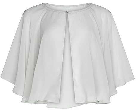 Bolerose Bolero Damen Chiffon Hochzeit Cape | Stola, Umhang, Schulterjäckchen, Strassknopf, Transparent, Offen Geschnitten, Einheitsgröße