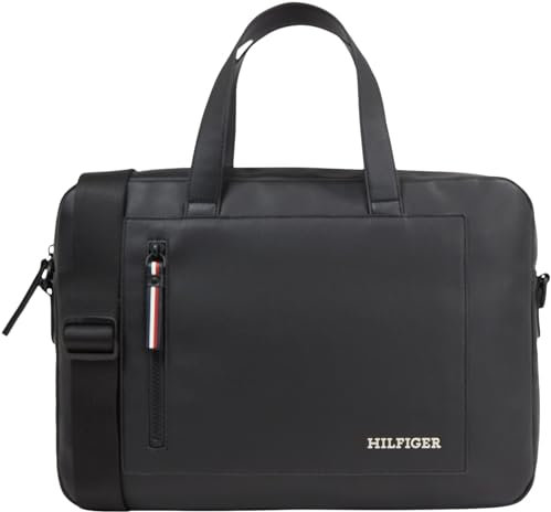 Tommy Hilfiger Herren Laptoptasche Pique Slim Computer Bag mit Reißverschluss, Schwarz (Black), Einheitsgröße