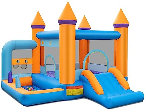 GYMAX Castello Gonfiabile per Bambini 3-10 Anni, 337 x 325 x 256 cm, con Ventilatore