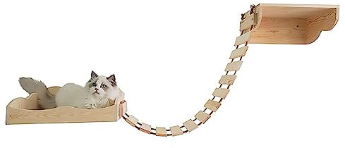 IMIDIA Multifunktionale Katzen Kletterwand aus Holz, Katzennest, Sprungplattform, Weiche Leiter, DIY-Katzenregale, Kitten Activity Center