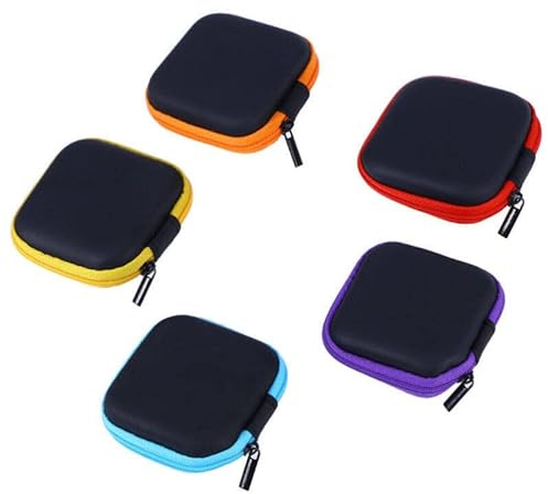 KICHOUSE 5pcs Headphone Storage Box Case for Earbuds Portable Travel Pouch for Organizing Headphones and Usb Cables