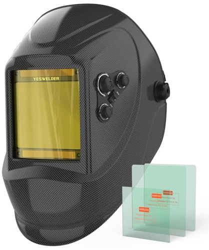 YESWELDER Large View Auto Darkening Welding Helmet, Blue Light Blocking, 1/1/1/1 True Color Solar Powered Welder Hood Mask with 4 Arc Sensors, Wide Shade 3/5-9/9-13 for TIG MIG ARC CUT and GRIND