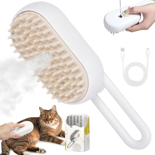 Katzenbürste mit Dampf,Steamy Cat Brush,Selbstreinigender Sprühkamm,Steamy Pet Brush Dog Cat,Katzen Hund Haustier Spray Kamm,Wasser DampfbüRste Katzenkamm,Dampfbürste für Katze und Hund
