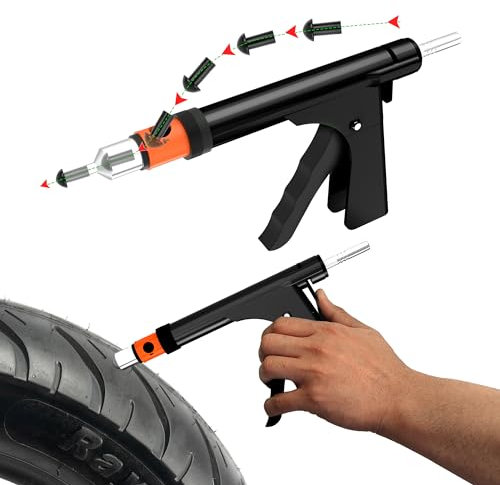 GRAND PITSTOP 22 Pcs Tubeless Tire Gun Puncture Repair Kit with Mushroom Plug for Tyre Punctures and Flats on Cars, Motorcycles, ATV, Trucks & Tractors (15 Mushroom Plugs)