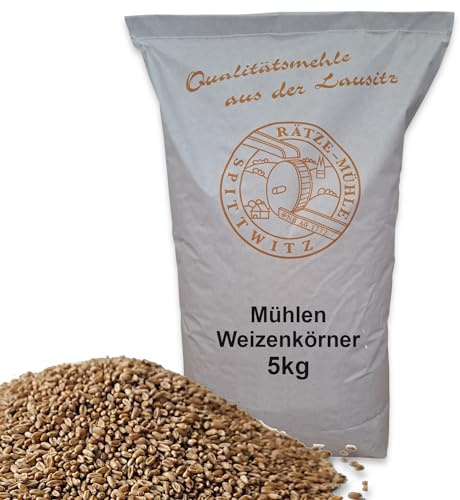 Mühlen Weizenkörner 5kg ganzes Korn, gereinigt, in bester Qualität frisch aus der Rätze-Mühle 5000g
