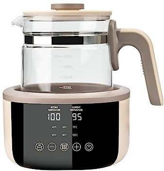 hot water kettle, 4L Electric Kettle 220V 800W Multi-Function Glass Preserving Pot Flower Tea Milk Boiler Portable Dessert Cooker,For Home/Khaki Color