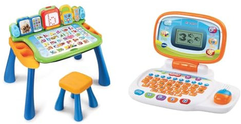 VTech Touch and Learn Activity Table - Musical Kids Desk with Letters, Phonics, Numbers, Music & 155403 Pre School Laptop Interactive Educational Kids Computer Toy with 30 Activities Suitable