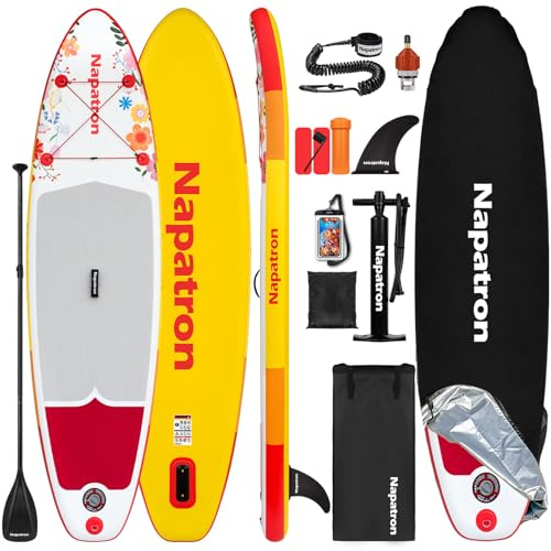 Napatron Familien Aufblasbares Paddle Board,Stand Up Paddling Board, 160 kg Tragkraft, Sup Board,Komplettset mit Schnellpumpe & Leash – Ideal für Anfänger/Jugendliche & Alle Könnerstufen