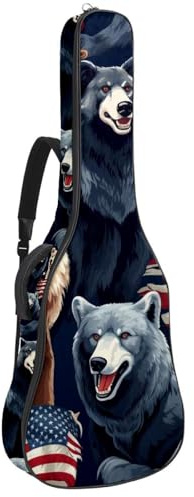 Custodia per chitarra acustica, bella custodia per chitarre da 40/41/42, impermeabile, con scomparto per accessori, bandiera americana, Multicolore, 42.9x16.9x4.7 in, Borsa per chitarra