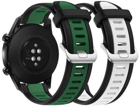 2 Stück Silikonarmband Kompatibel mit Honor Watch GS 3/Magic Watch 2 46mm Armband, Sport Silikon Armbänder mit Einstellbar Ersatzarmband Zubehör für Honor Watch GS 3/Magic Watch 2 46mm Armband (E)