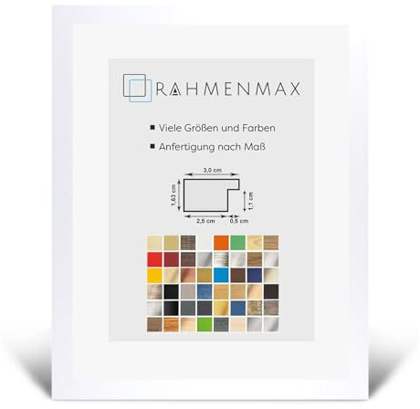 PuzzelMax Puzzlerahmen Bilderrahmen Posterrahmen 48x68 cm Weiss Gemasert 68x48 cm mit Antireflex Kunstglas