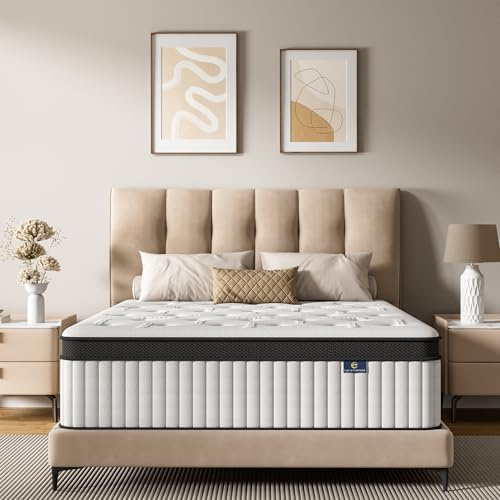 cemtip Twin Mattress, 10 Inch Hybrid Mattress in a Box, Memory Foam and Pocket Springs, Fiberglass Free, Soft and Breathable, Medium Firm Feel