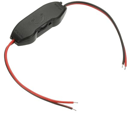 sourcing map LED Strip Dimmer, DC 12V to 24V 6A Rotary Brightness Adjustable Controller Lamp Switch with Wire Leads for Single Color Strips, Black