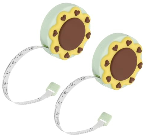 PATIKIL Mètre Ruban Souple, 2 Pcs 60 Pouces / 150 cm Double Face Métrique Mètre pour Mesures Corporelles Rétractable Règle pour Couture Maison Tailleur Artisanat, Marron, Sun