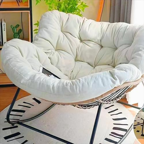 BYGSBKDP Mecedoras Papasan para adultos, silla mecedora de mimbre de ratán de gran tamaño de 40.9 pulgadas, sillas mecedoras de huevo, marco de metal, soportes grandes, patio moderno al aire libre