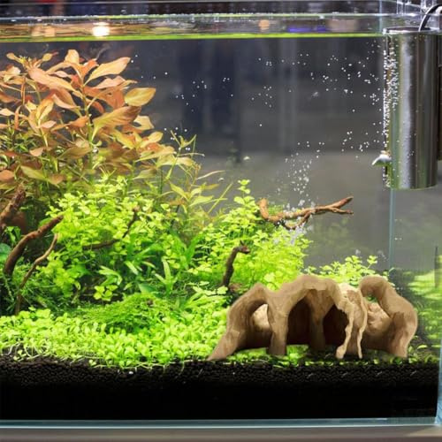 Aquarium-Dekoration – Tunnelhöhle für Fische und Garnelen, Aquarium, unterirdische Tunnel-Höhle, natürliche Kurve, zwei Löcher, sicherer Lebensraum für Schmerle, Wels und Baby-Garnelen, natürlicher