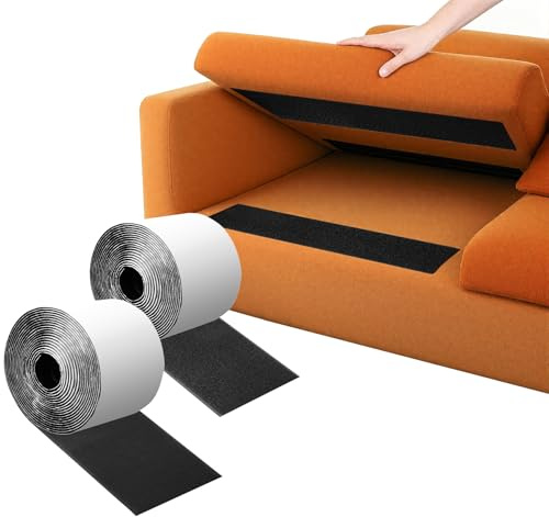 Hook and Loop Tape Self Adhesive 5Mx10CM, Stop Sofa Cushions Slipping | Rug to Carpet Gripper Black Heavy Duty Hook and Loop Strips for Sofa Cushions/Mattress/Crafts Projects/Carpets