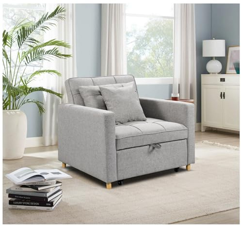 Hoclauho Schlafsessel mit Schlaffunktion Klappmechanismus Polstersessel als Einzelbett 190 cm Liegefläche platzsparendes Sofabett für Wohnzimmer, Gästezimmer, Studio
