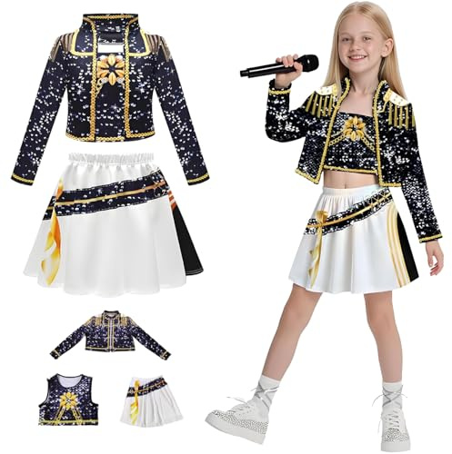 AYIMEIS Fille Mira Cosplay Costume Complete Déguisement Anime Démon Chasseurs Costume Girl Group Mira Uniforme Noir Noël Halloween Carnaval Fête Performance Fancy Dress Enfant Taille 100-160