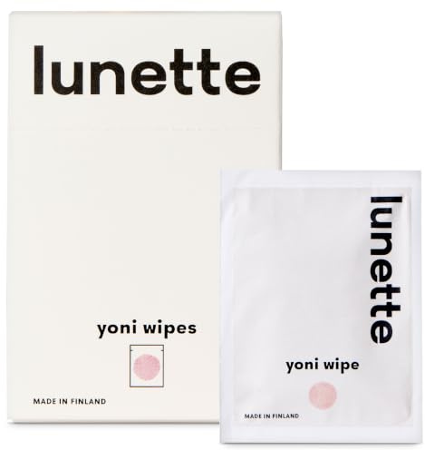 Lunette Yoni Intimservetter, pH-balanserade, 20 st | För Känslig Hud, Oparfymerade, Individuellt Förpackade, Veganska, Resestorlek, Komposterbara, Tillverkade i Finland