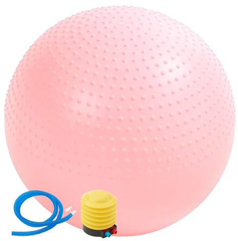 ARATERVIO Gymnastikball Schwangerschaft mit Fußpumpe, Anti-Rutsch Yoga Ball aus berstfestem PVC, Sitzball für Pilates Fitness Balance Training Geburt & Heimtraining, Soft-Touch Fitnessball (Rosa)