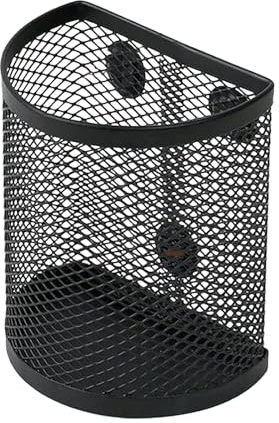 Metall Stifteköcher, 9.5 cm Halbrunder magnetischer Stiftehalter aus Drahtmetall, Mesh Multifunktions Becher für Kugelschreiber, Bürobedarfs Organizer, Stifte Halter für Büro oder Schule, Schwarz