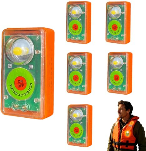 Luce LED per Giubbotto di Salvataggio, Luce di Emergenza Impermeabile con Galleggiante, Lampada Stroboscopica per Sopravvivenza in Acqua, Accessori per Barche (Arancione, 6 pezzi)