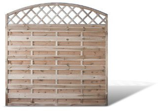 Sichtschutzzaun + Gartenzaun mit Doppelbogen + Rankgitter Maß 180 x 180 auf 160 cm (Breite x Höhe) aus Kiefer/Fichte Holz, druckimprägniert Berlin Doppelbogen